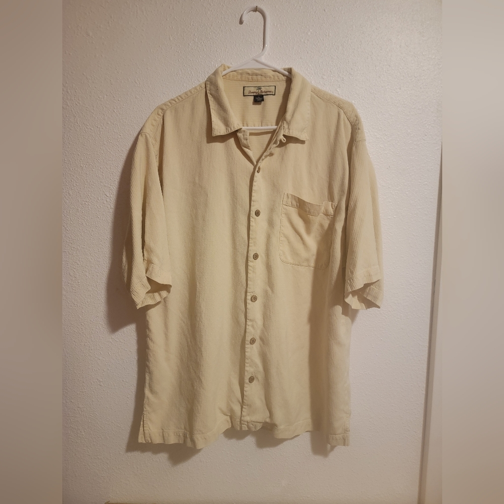 Tommy Bahama Relax‎ Men’s Yellow Gold Short Sleeve Silk Shirt Size XL